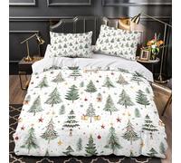 XEFASIDBN Decoraciones navideñas Funda de Edredón Juego de 3 Piezas Estampado 3D Cremallera Oculta Incluye Fundas de Almohada Estilo rústico de Vacaciones Funda Edredon for Ancianos Double（200x200cm）