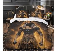 XEFASIDBN Dios Antiguo Funda de Edredón Juego de 3 Piezas de poliéster Estampado 3D Cierre de Cremallera Oculta Incluye Fundas de Almohada Suave Mito Egipcio Funda Edredon for niña Single（135x200cm）