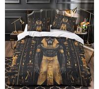 XEFASIDBN Dios del Antiguo Egipto Funda de Edredón 3 Piezas Suave Estampado 3D Incluye Fundas de Almohada Lavables Ilustración de una deidad mítica Funda Edredon for Familia Single（140x200cm）
