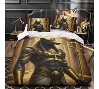XEFASIDBN Dios del Antiguo Egipto Funda de Edredón Cierre de Juego de 3 Piezas Diseño 3D Incluye Fundas de Almohada Ilustración de una deidad mítica Funda Edredon for Ancianos Single（140x200cm）