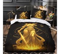 XEFASIDBN Diosa Dorada Funda de Edredón de poliéster 3 Piezas Estampado 3D Cierre de Cremallera Oculta con Fundas de Almohada Transpirable Justicia mítica Funda Edredon for jóvenes Single（135x200cm）