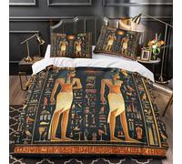 XEFASIDBN Dioses del Antiguo Egipto Funda de Edredón Cremallera Oculta Microfibra Suave 3 Piezas Estampado 3D con Fundas de Almohada Antialérgica Mítico Funda Edredon for jóvenes Single（135x200cm）