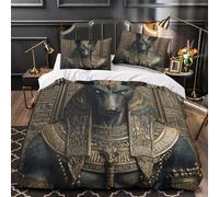 XEFASIDBN Dioses del Antiguo Egipto Funda de Edredón Estampado 3D 3 Piezas Suave Cierre de Incluye Fundas de Almohada Lavables Figuras de deidades míticas Funda Edredon for Familia Double（200x200cm）