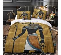 XEFASIDBN Dioses del Antiguo Egipto Funda de Edredón Microfibra Suave Estampado 3D 3 Piezas Cremallera Oculta con Fundas de Almohada Lavables Mítico Funda Edredon for jóvenes Double（200x200cm）