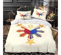 XEFASIDBN Diseño de la Bandera de Filipinas Funda de Edredón Cierre de Juego de 3 Piezas Impresión 3D Incluye Fundas de Almohada Antialérgica Funda Edredon for Adolescentes Single（140x200cm）