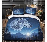 XEFASIDBN Fantasía de Chica Lobo Funda de Edredón Juego de 3 Piezas Impresión 3D con Fundas de Almohada Transpirable Ilustración de fantasía artística Funda Edredon for Adolescentes Double（200x200cm）
