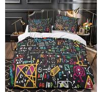XEFASIDBN Fórmulas matemáticas Funda de Edredón Cierre de Cremallera Oculta Juego de 3 Piezas Diseño 3D Incluye Fundas de Almohada Suave Pizarra Colorida Funda Edredon for Adultos Single（135x200cm）