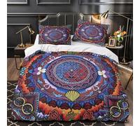 XEFASIDBN Geometría Sagrada Funda de Edredón Juego de 3 Piezas Diseño 3D de poliéster Cremallera Oculta Incluye Fundas de Almohada Suave Mandala Espiritual Funda Edredon for Adultos Single（135x200cm）