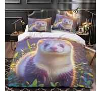 XEFASIDBN Hurón a la luz del Sol Funda de Edredón con Fundas de Almohada 3 Piezas Microfibra Suave Estampado 3D Cremallera Oculta Vida Salvaje fantástica Funda Edredon for niños Single（140x200cm）