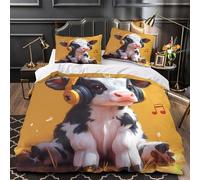 XEFASIDBN Ilustración de un Lindo Ternero Funda de Edredón Juego de 3 Piezas Impresión 3D con Fundas de Almohada Transpirable Animal de Acuarela Funda Edredon for Adolescentes Double（200x200cm）