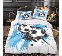 XEFASIDBN Impacto del balón de fútbol Funda de Edredón Juego de 3 Piezas Diseño 3D Incluye Fundas de Almohada Suave Estilo de acción del Estadio Funda Edredon for Adolescentes King（220x240cm）
