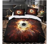 XEFASIDBN Impacto del balón de fútbol Funda de Edredón Juego de 3 Piezas Diseño 3D Incluye Fundas de Almohada Transpirable Estilo de Arte dinámico_1 Funda Edredon for niña Double（200x200cm）
