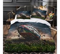 XEFASIDBN Impacto del balón de Rugby Funda de Edredón de poliéster 3 Piezas Estampado 3D Cremallera Oculta con Fundas de Almohada Estilo de acción Deportiva Funda Edredon for niños Single（140x200cm）