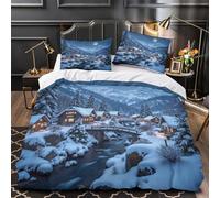 XEFASIDBN Mirada del Lince nevado Funda de Edredón Suave Estampado 3D 3 Piezas Cierre de Cremallera Oculta con Fundas de Almohada Retrato de Animal Salvaje Funda Edredon for Familia Double（200x200cm）