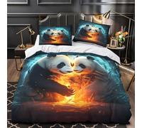 XEFASIDBN Pareja de Pandas Funda de Edredón Cremallera Oculta Microfibra Suave 3 Piezas Impresión 3D con Fundas de Almohada Lavables Fantasía Digital Funda Edredon for jóvenes Single（140x200cm）