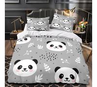 XEFASIDBN Pareja de Pandas Funda de Edredón Juego de 3 Piezas Diseño 3D Cierre de Cremallera Oculta Incluye Fundas de Almohada Transpirable Linda Caricatura Funda Edredon for Ancianos King（220x240cm）