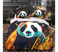 XEFASIDBN Pareja de Pandas Funda de Edredón Microfibra Suave Impresión 3D 3 Piezas Cremallera Oculta con Fundas de Almohada Suave Fantasía Digital Funda Edredon for jóvenes King（220x240cm）