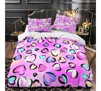 XEFASIDBN Patrón de corazón Funda de Edredón Suave Juego de 3 Piezas Impresión 3D con Fundas de Almohada Transpirable Estilo de Pegatina Colorida Funda Edredon for Adolescentes Single（135x200cm）