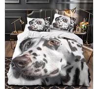 XEFASIDBN Perro dálmata Funda de Edredón 3 Piezas Estampado 3D Suave Cierre de Cremallera Oculta con Fundas de Almohada Suave Retrato Realista de Mascota Funda Edredon for Familia Single（135x200cm）