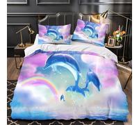 XEFASIDBN Perro Mirando Las Estrellas Funda de Edredón Suave 3 Piezas Estampado 3D Cierre de Incluye Fundas de Almohada Lavables Acuarela artística Funda Edredon for Familia Super King（260x220cm）