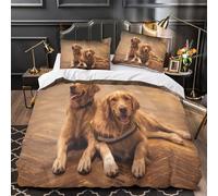 XEFASIDBN Perros Golden Retriever Funda de Edredón Incluye Fundas de Almohada Juego de 3 Piezas Suave Estampado 3D Lindos compañeros de Mascotas Funda Edredon for Adolescentes Single（135x200cm）