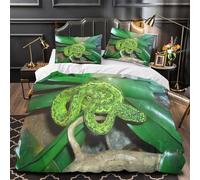 XEFASIDBN Serpiente Verde enroscada Funda de Edredón Diseño 3D Juego de 3 Piezas Suave Cremallera Oculta Incluye Fundas de Almohada Lavables Reptil exótico Funda Edredon for Adultos Single（135x200cm）