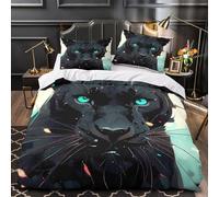 XEFASIDBN Trío de Las Panteras Negras Funda de Edredón Diseño 3D Juego de 3 Piezas Cremallera Oculta Incluye Fundas de Almohada Lavables Fantasía Digital Funda Edredon for Adultos King（220x240cm）