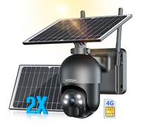 Xega【2 Paneles Solares】 4G LTE Cámara de Seguridad Inalámbrica Solar | 2K Cámara para Exteriores 355°/95°, Sensor de Movimiento PIR, Visión Nocturna, Audio Bidireccional, Tarjeta SIM Incluida