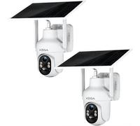 Xega 2 Piezas 4G LTE Camara Solar con Tarjeta SIM, 2K HD PTZ Camara Exterior Panel Solar 6W Baterías 10400mAh, Foco y Sirena Visión Nocturna en Color PIR Detección Humana Almacenamiento TF/Cloud IP66