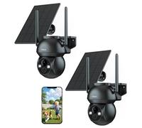 Xega 2 PiezasCámara Vigilancia WiFi Exterior Solar, Batería Incorporada Recargable, 2K HD Visión Nocturna en Color, Detección Humana PIR Audio Bidireccional Nube/Tarjeta TF WiFi 2,4 GHz IP66