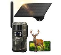 Xega 4G LTE Cámara de Caza Solar con Tarjeta SIM, Cámara Fototrampeo con 7800 mAh Batería, Visión Nocturna 950nm Infrarrojos Invisible, Audio de 2 vías, 0,2s Activación, IP66 Impermeable