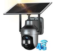 Xega 4G LTE Camara Solar con Tarjeta SIM, Camara Exterior Panel Solar 6W Baterías 10400mAh, 2K HD PTZ, Foco y Sirena Visión Nocturna en Color PIR Detección Humana Almacenamiento TF/Cloud IP66