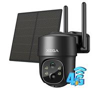 Xega 4G LTE Cámara Vigilancia Exterior con Sim, Camara 4G Solar Sin Cable con Batería 2K HD PTZ 355°/90°, Visión Nocturna, Detección De Movimiento, Almacenamiento Local & Cloud, IP66