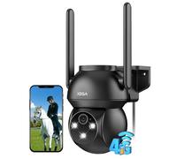 Xega 4G LTE Camara Vigilancia Exterior con Tarjeta SIM, 24/7 Grabación, PTZ Seguimiento Automático, Detección Humana, Foco y Sirena Visión Nocturna en Color 2K HD Almacenamiento TF/Cloud IP66
