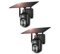 Xega Cámara Vigilancia WiFi Exterior Solar 2 Piezas, 2K HD Visión Nocturna en Color, 5200mAh Batería Incorporada, Detección Humana PIR Audio Bidireccional Nube/Tarjeta TF WiFi 2,4 GHz Inalámbrica IP66