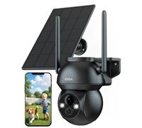 Xega Cámara Vigilancia WiFi Exterior Solar, Batería Incorporada Recargable, 2K HD Visión Nocturna en Color, Detección Humana PIR Audio Bidireccional Nube/Tarjeta TF WiFi 2,4 GHz IP66