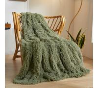 XeGe Manta de Piel Sintética de Lujo, Verde Salvia Suave Grande y Esponjosa, Manta Decorativa de Felpa Lanuda para Sofá, Bonita Manta Peluda y Suave para Cama Dormitorio Sala de Estar Verde Salvia