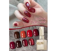 XEIJAYI 15ML Ankara Red Series Gel Esmalte de uñas UV LED Esmalte de uñas de inmersión, Diseño de esmalte de uñas DIY de vacaciones M084