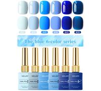 XEIJAYI, 6 uds., 15ml, juego de Esmalte de uñas en Gel, Kits de Esmalte de Gel UV semipermanente azul, todo para Kit de manicura, Vernis LED UV en remojo 67-10-45-46-43-20