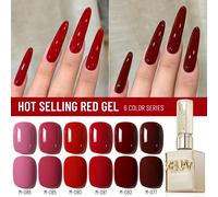 XEIJAYI 6 uds serie roja juego de esmaltes de uñas de Gel UV LED Gel de uñas de remojo, semipermanente, Gel de Arte de uñas de calidad de salón DIY para primavera 6pcs