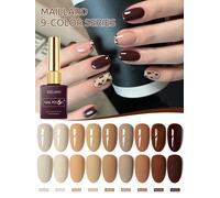 XEIJAYI 9PCS 15ml Juego de esmaltes de uñas de gel nude marrón, gel de uñas LED UV remojo, barniz de manicura líquido de larga duración, colores clásicos 9pcs Set12