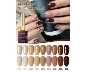 XEIJAYI 9PCS 15ml Juego de esmaltes de uñas de gel nude marrón, gel de uñas LED UV remojo, barniz de manicura líquido de larga duración, colores clásicos 9pcs Set12