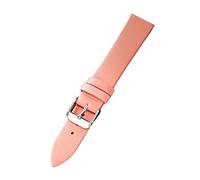 XEIJAYI Watch straps,12/14/16/18/20/22mm Candy Color Thin Flat Grain Genuine Leather Watchband for Women Quartz Watch Wrist Band Replacement(Pink,18mm)