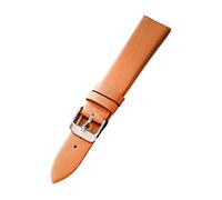 XEIJAYI Watch straps,12/14/16/18/20/22mm Candy Color Thin Flat Grain Genuine Leather Watchband for Women Quartz Watch Wrist Band Replacement(Yellow,12mm)