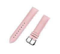 XEIJAYI Watch straps,14/16/18/20/22mm Colorful Genuine Leather Breathable Watchband Men Women Polished Pin Clasp Watch Strap for Quartz Watch(Pink,16mm)