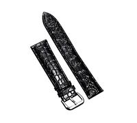 XEIJAYI Watch straps,16/18/20/22/24mm Casual Crocodile Grain Cowhide Watchband Anti-sweat Skin Friendly Watch Strap for Quartz Watch(Black,24mm)