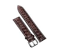 XEIJAYI Watch straps,16/18/20/22/24mm Casual Crocodile Grain Cowhide Watchband Anti-sweat Skin Friendly Watch Strap for Quartz Watch(Brown-White Line,22mm)