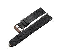 XEIJAYI Watch straps,18/19/20/21/22mm Men's Vintage Black Soft Ultra-Thin Ostrich Leather Watchband for Mechanical Watches(Rosegold Buckle,21mm)