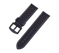 XEIJAYI Watch straps,18/20/22/24mm Men Genuine Leather Sweat Absort Watchband for Smart Watch Skin Friendly Watch Strap Replacement(Black with White Line,18mm)