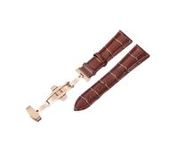 XEIJAYI Watch straps,18/20/22/24mm Quick Release Deployant Buckle First-layer Cowhide Watch Strap for Mechanical Watches, Quartz Watch(Dark Brown(Rosegold),24mm)